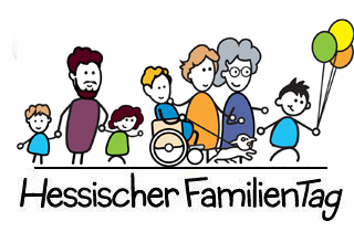 Logo Hessischer Familientag - Menschengruppe mit Schriftzug 